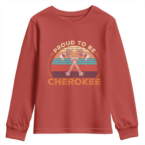 Cherokee Heritage Pride Youth Sweatshirt Vintage Sunset Tomahawk Native American Graphic TS12 Red Print Your Wear