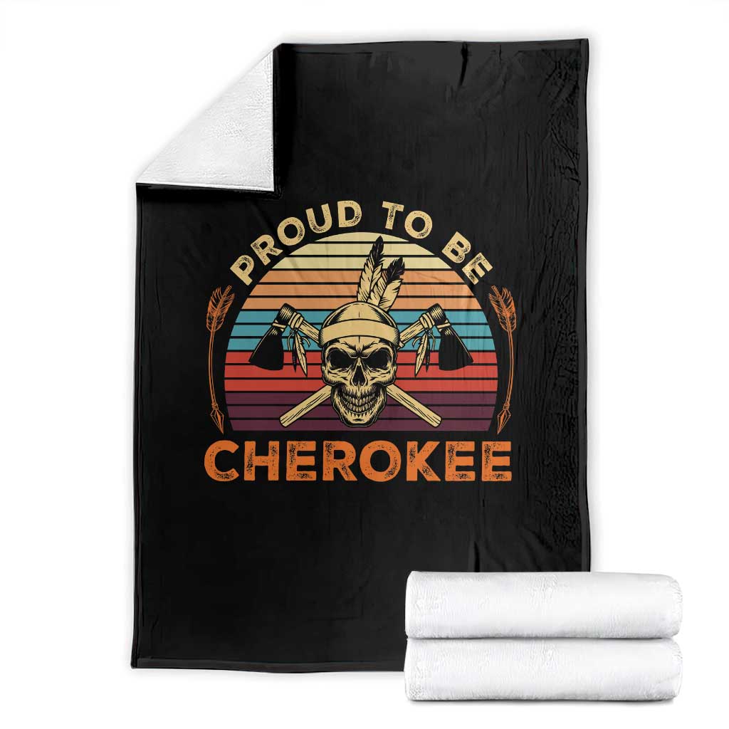 Cherokee Heritage Pride Throw Blanket Vintage Native American Warrior Skull TS12 Black Print Your Wear