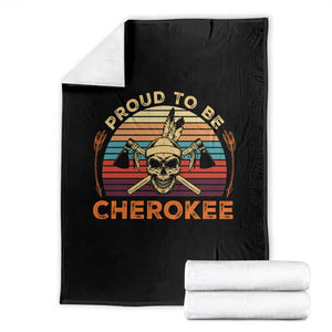 Cherokee Heritage Pride Throw Blanket Vintage Native American Warrior Skull TS12 Black Print Your Wear