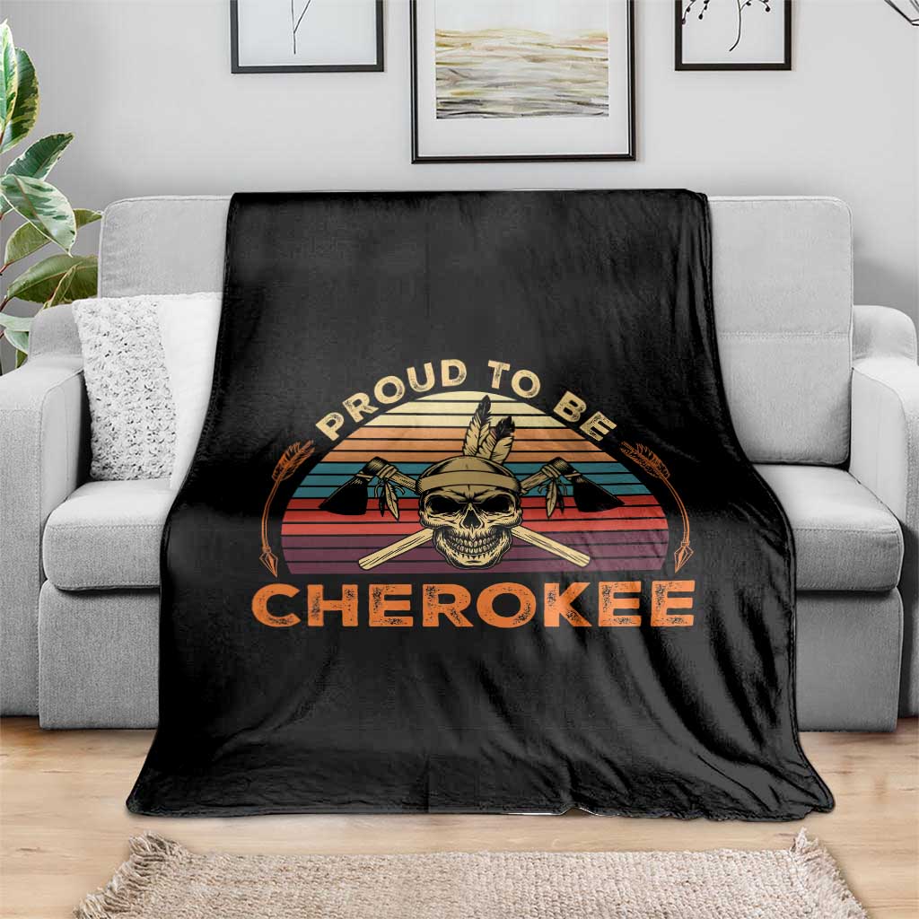 Cherokee Heritage Pride Throw Blanket Vintage Native American Warrior Skull TS12 Print Your Wear