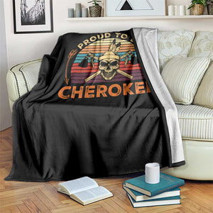 Cherokee Heritage Pride Throw Blanket Vintage Native American Warrior Skull TS12 Print Your Wear