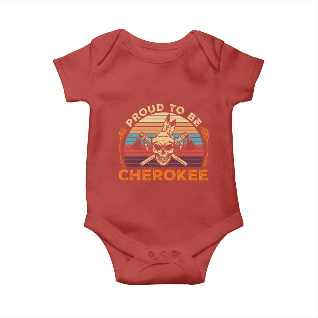 Cherokee Heritage Pride Baby Onesie Vintage Native American Warrior Skull TS12 Red Print Your Wear