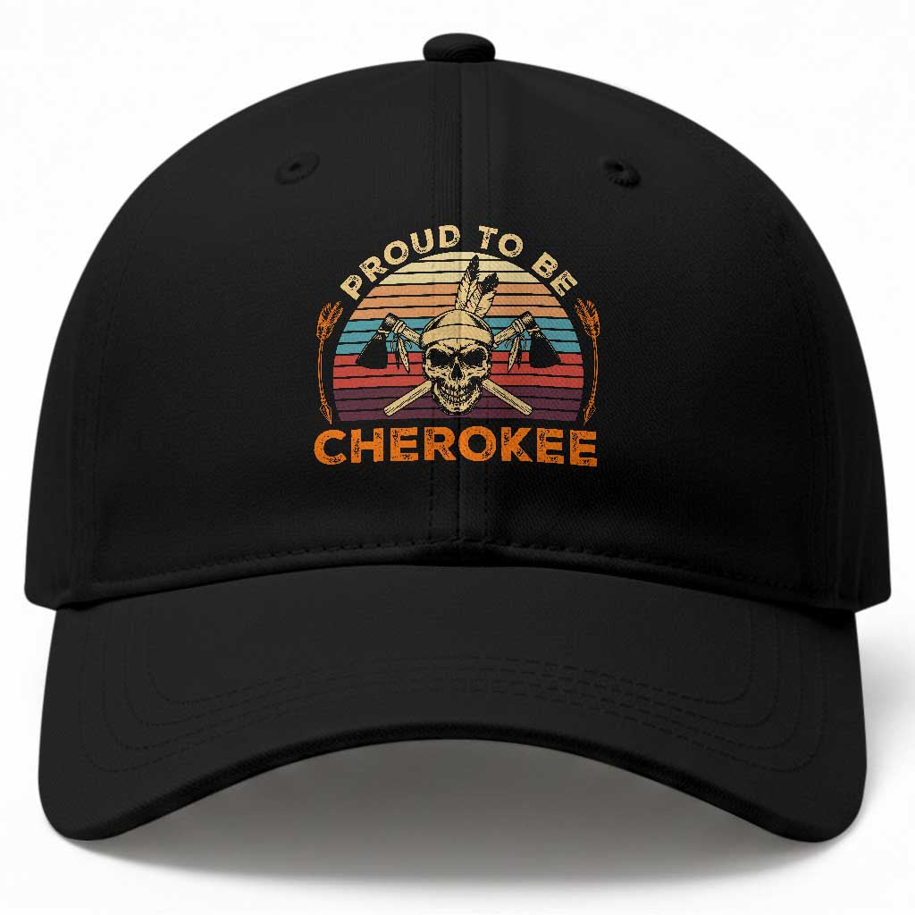 Cherokee Heritage Pride Baseball Cap Vintage Native American Warrior Skull TS12 Print Your Wear