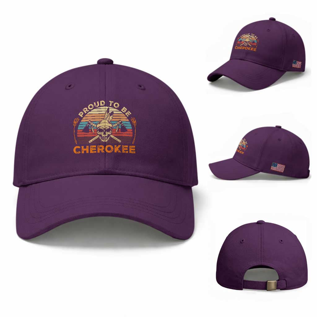 Cherokee Heritage Pride Baseball Cap Vintage Native American Warrior Skull TS12 Baseball Cap Universal Fit Purple Print Your Wear