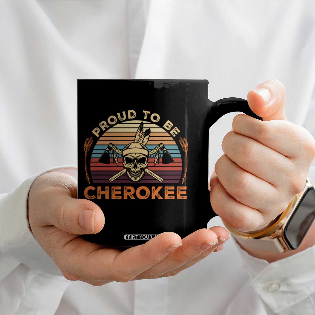 Cherokee Heritage Pride Coffee Mug Vintage Native American Warrior Skull TS12 Print Your Wear