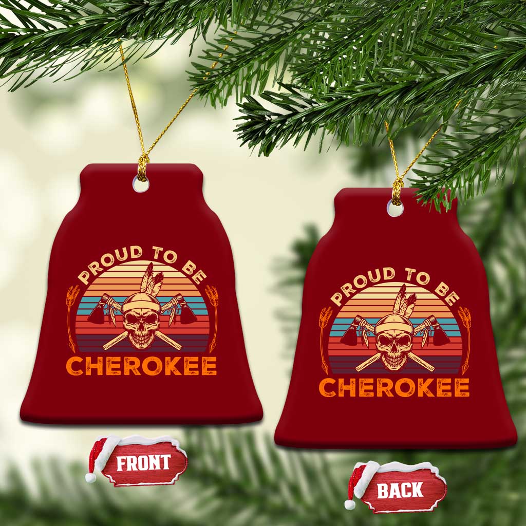 Cherokee Heritage Pride Ceramic Ornament Vintage Native American Warrior Skull TS12 Print Your Wear