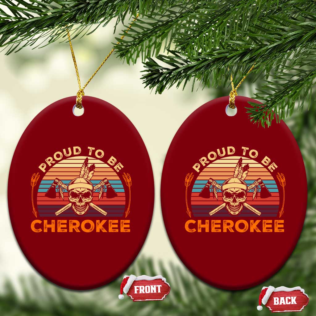 Cherokee Heritage Pride Ceramic Ornament Vintage Native American Warrior Skull TS12 Print Your Wear