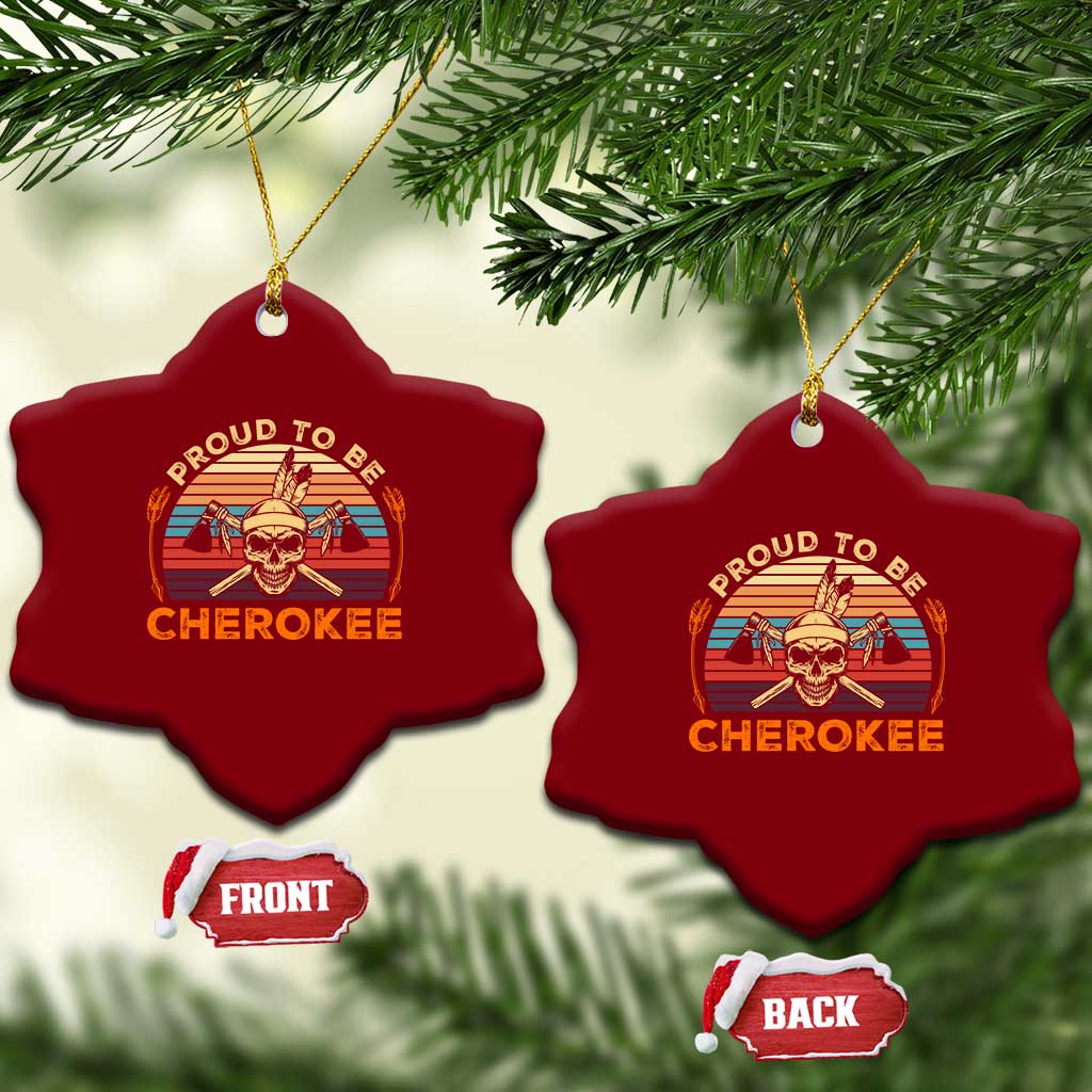 Cherokee Heritage Pride Ceramic Ornament Vintage Native American Warrior Skull TS12 Print Your Wear