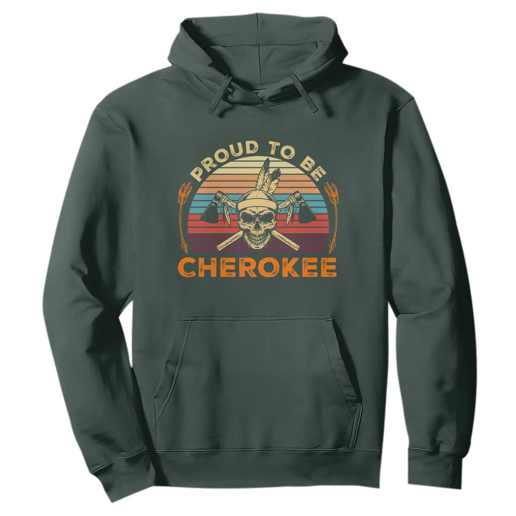 Cherokee Heritage Pride Hoodie Vintage Native American Warrior Skull TS12 Dark Forest Green Print Your Wear