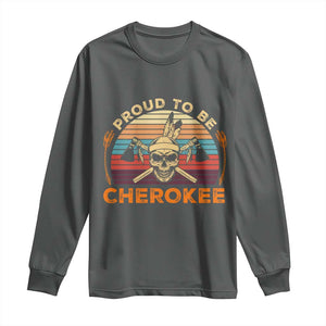 Cherokee Heritage Pride Long Sleeve Shirt Vintage Native American Warrior Skull TS12 Dark Heather Print Your Wear