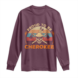 Cherokee Heritage Pride Long Sleeve Shirt Vintage Native American Warrior Skull TS12 Maroon Print Your Wear