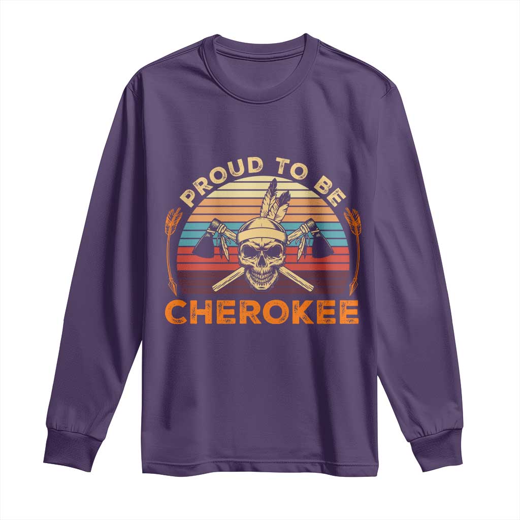 Cherokee Heritage Pride Long Sleeve Shirt Vintage Native American Warrior Skull TS12 Purple Print Your Wear