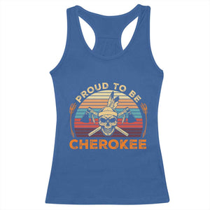 Cherokee Heritage Pride Racerback Tank Top Vintage Native American Warrior Skull TS12 Royal Blue Print Your Wear