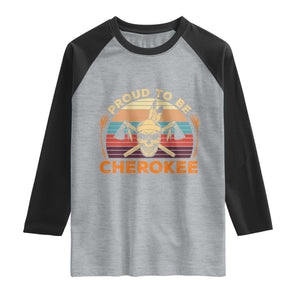 Cherokee Heritage Pride Raglan Shirt Vintage Native American Warrior Skull TS12 Heather Gray Black Print Your Wear