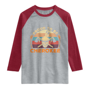 Cherokee Heritage Pride Raglan Shirt Vintage Native American Warrior Skull TS12 Heather Gray Heather Red Print Your Wear