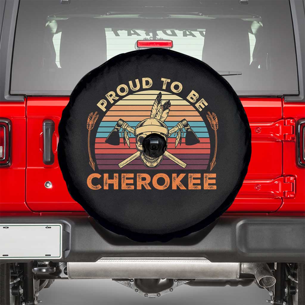 Cherokee Heritage Pride Spare Tire Cover Vintage Native American Warrior Skull TS12 Black Print Your Wear