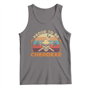 Cherokee Heritage Pride Tank Top Vintage Native American Warrior Skull TS12 Deep Heather Print Your Wear