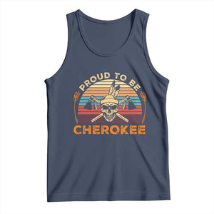 Cherokee Heritage Pride Tank Top Vintage Native American Warrior Skull TS12 Navy Print Your Wear