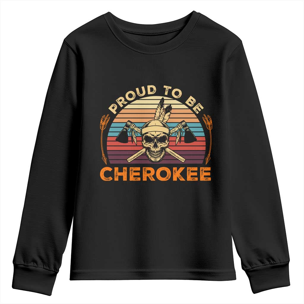 Cherokee Heritage Pride Youth Sweatshirt Vintage Native American Warrior Skull TS12 Black Print Your Wear