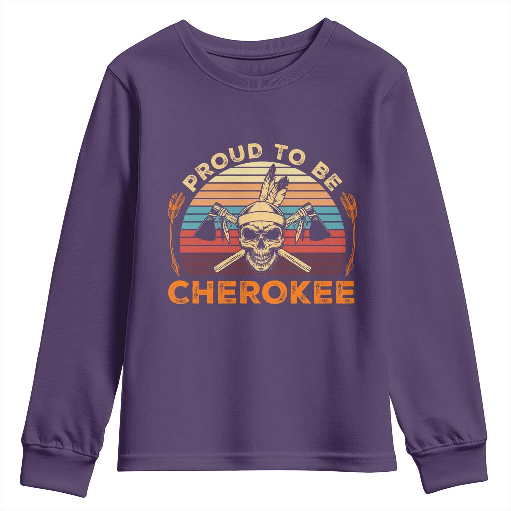 Cherokee Heritage Pride Youth Sweatshirt Vintage Native American Warrior Skull TS12 Purple Print Your Wear