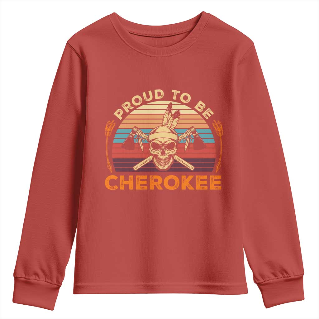 Cherokee Heritage Pride Youth Sweatshirt Vintage Native American Warrior Skull TS12 Red Print Your Wear