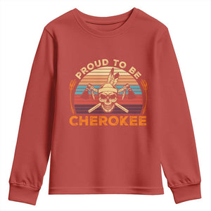 Cherokee Heritage Pride Youth Sweatshirt Vintage Native American Warrior Skull TS12 Red Print Your Wear