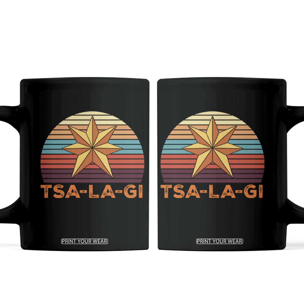 Tsalagi Seven Pointed Star Coffee Mug Cherokee Native American Heritage TS12 Black Print Your Wear