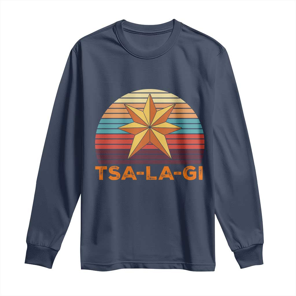 Tsalagi Seven Pointed Star Long Sleeve Shirt Cherokee Native American Heritage TS12 Navy Print Your Wear