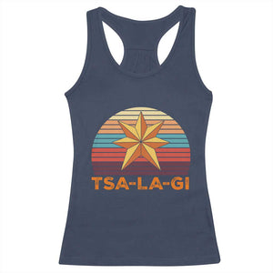 Tsalagi Seven Pointed Star Racerback Tank Top Cherokee Native American Heritage TS12 Navy Print Your Wear