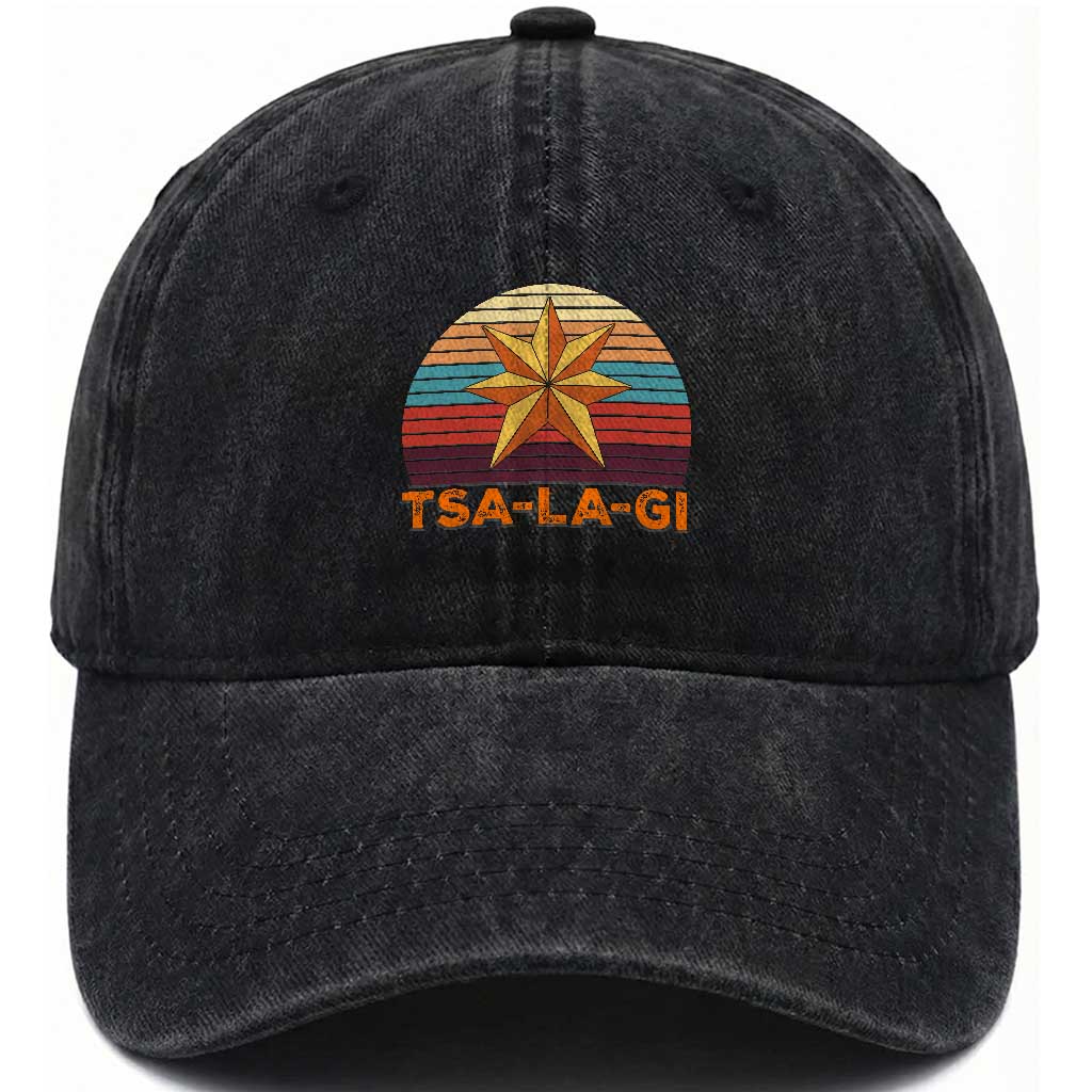 Tsalagi Seven Pointed Star Washed Cotton Baseball Cap Cherokee Native American Heritage TS12 Print Your Wear