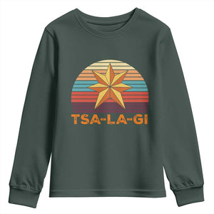 Tsalagi Seven Pointed Star Youth Sweatshirt Cherokee Native American Heritage TS12 Dark Forest Green Print Your Wear