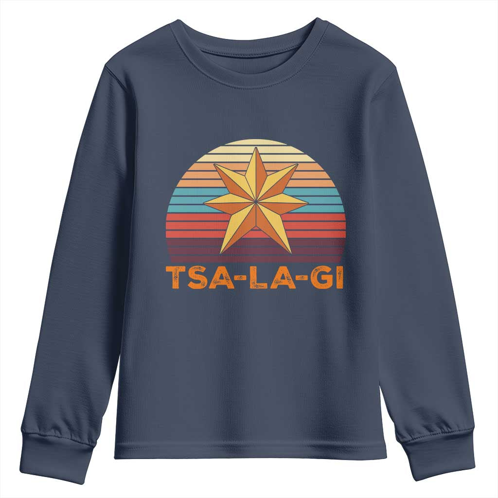 Tsalagi Seven Pointed Star Youth Sweatshirt Cherokee Native American Heritage TS12 Navy Print Your Wear