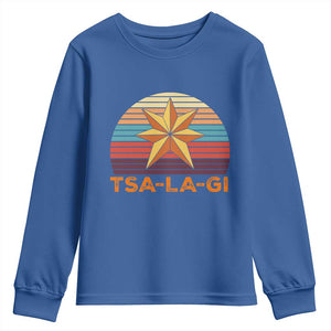 Tsalagi Seven Pointed Star Youth Sweatshirt Cherokee Native American Heritage TS12 Royal Blue Print Your Wear