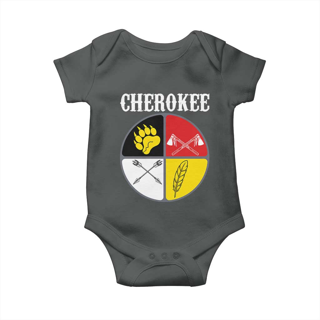 Cherokee Cultural Pride Baby Onesie Native American Medicine Wheel Art TS12 Dark Heather Print Your Wear