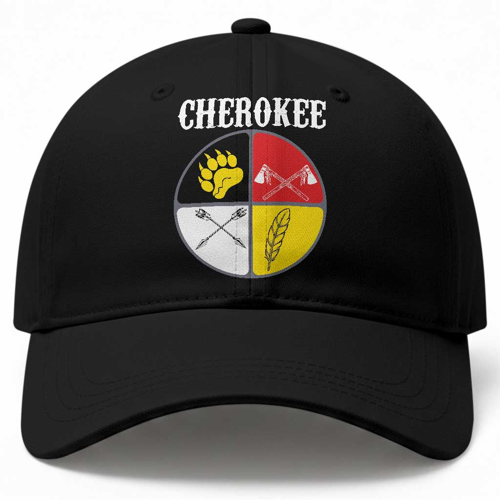 Cherokee Cultural Pride Baseball Cap Native American Medicine Wheel Art TS12 Print Your Wear
