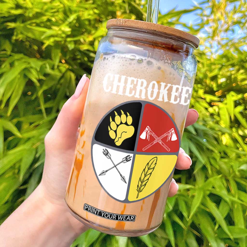 Cherokee Cultural Pride Glass Can Native American Medicine Wheel Art TS12 Black Print Your Wear