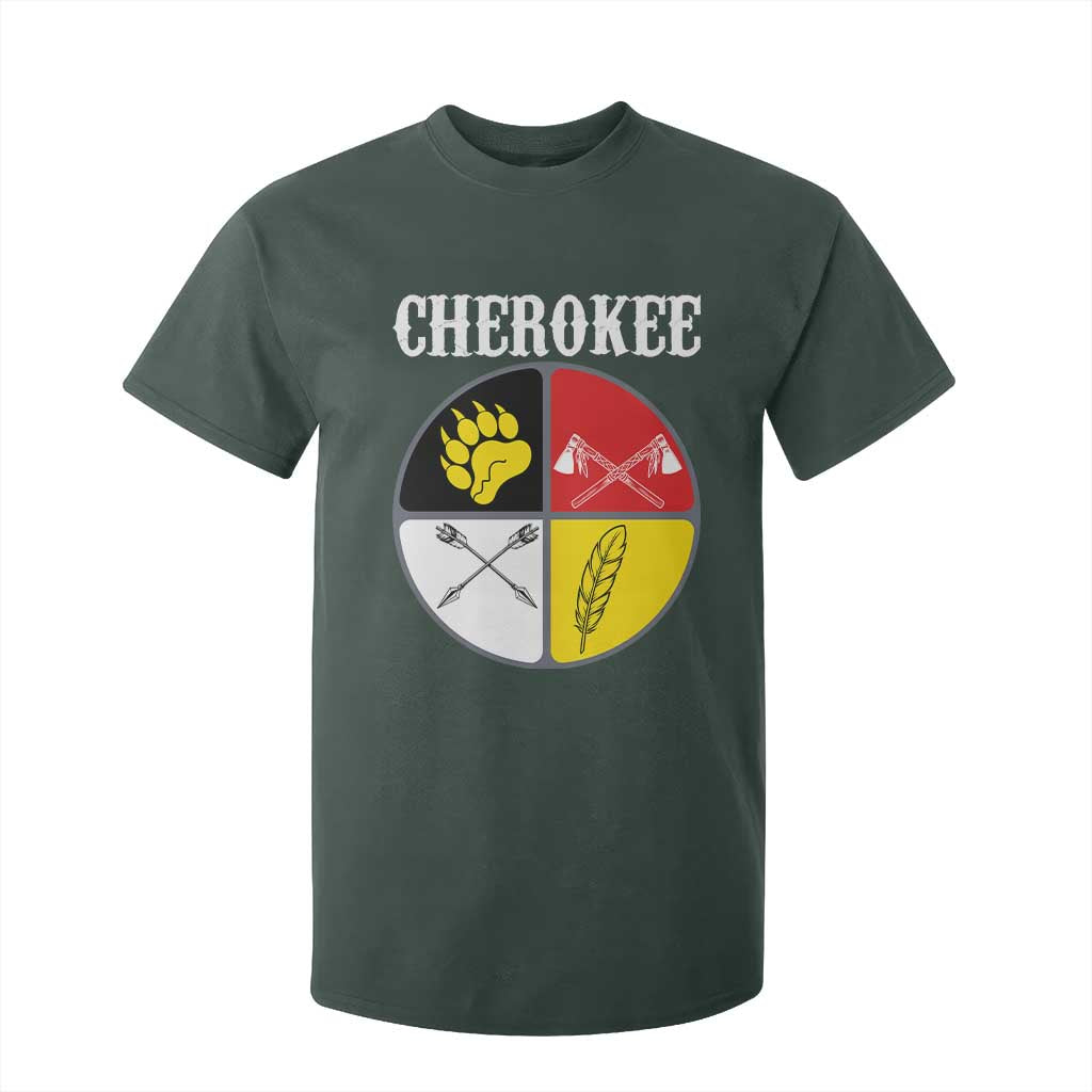 Cherokee Cultural Pride T Shirt For Kid Native American Medicine Wheel Art TS12 Dark Forest Green Print Your Wear