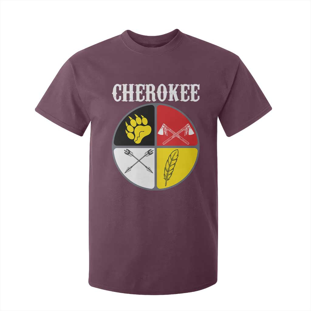 Cherokee Cultural Pride T Shirt For Kid Native American Medicine Wheel Art TS12 Maroon Print Your Wear