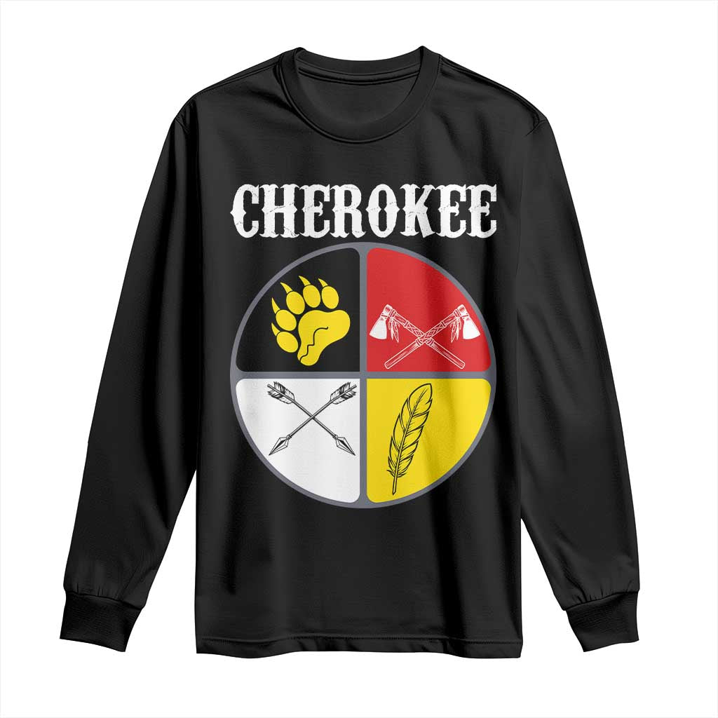 Cherokee Cultural Pride Long Sleeve Shirt Native American Medicine Wheel Art TS12 Black Print Your Wear