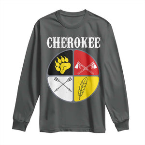 Cherokee Cultural Pride Long Sleeve Shirt Native American Medicine Wheel Art TS12 Dark Heather Print Your Wear