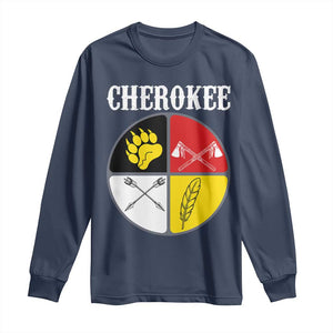 Cherokee Cultural Pride Long Sleeve Shirt Native American Medicine Wheel Art TS12 Navy Print Your Wear