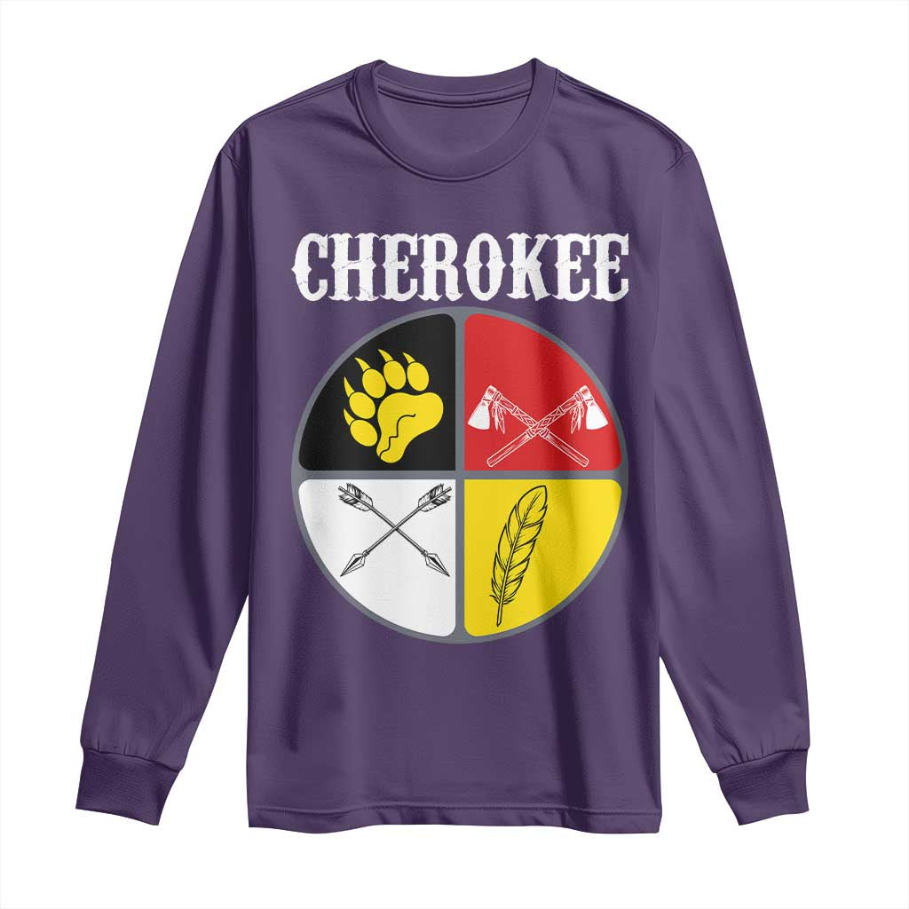 Cherokee Cultural Pride Long Sleeve Shirt Native American Medicine Wheel Art TS12 Purple Print Your Wear