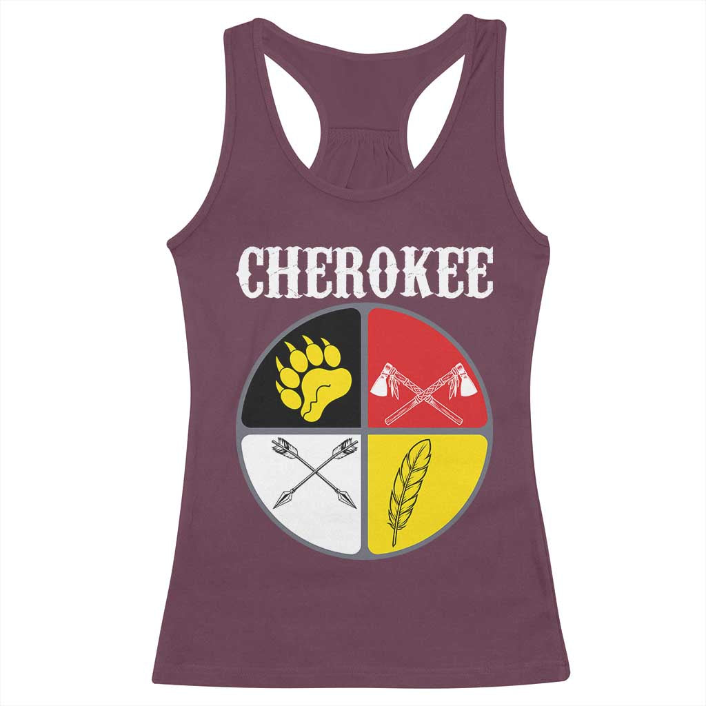 Cherokee Cultural Pride Racerback Tank Top Native American Medicine Wheel Art TS12 Maroon Print Your Wear