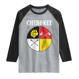 Cherokee Cultural Pride Raglan Shirt Native American Medicine Wheel Art TS12 Heather Gray Black Print Your Wear