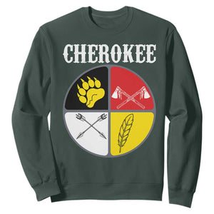 Cherokee Cultural Pride Sweatshirt Native American Medicine Wheel Art TS12 Dark Forest Green Print Your Wear