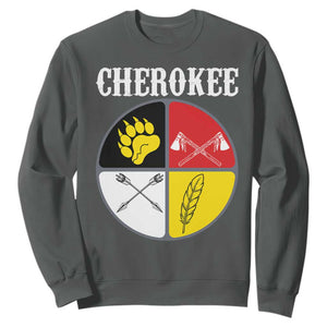 Cherokee Cultural Pride Sweatshirt Native American Medicine Wheel Art TS12 Dark Heather Print Your Wear