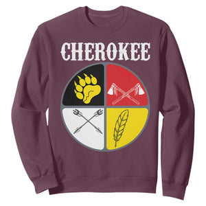 Cherokee Cultural Pride Sweatshirt Native American Medicine Wheel Art TS12 Maroon Print Your Wear