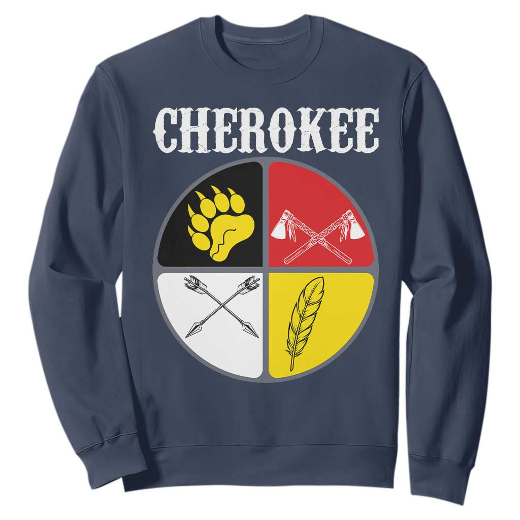 Cherokee Cultural Pride Sweatshirt Native American Medicine Wheel Art TS12 Navy Print Your Wear