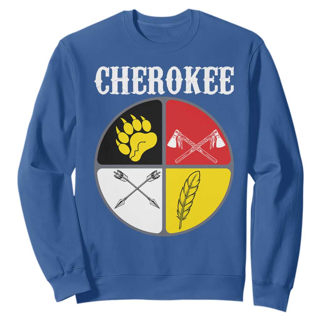 Cherokee Cultural Pride Sweatshirt Native American Medicine Wheel Art TS12 Royal Blue Print Your Wear