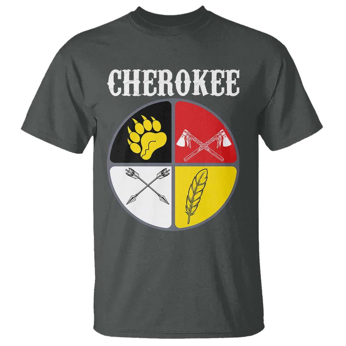 Cherokee Cultural Pride T Shirt Native American Medicine Wheel Art TS12 Dark Heather Print Your Wear